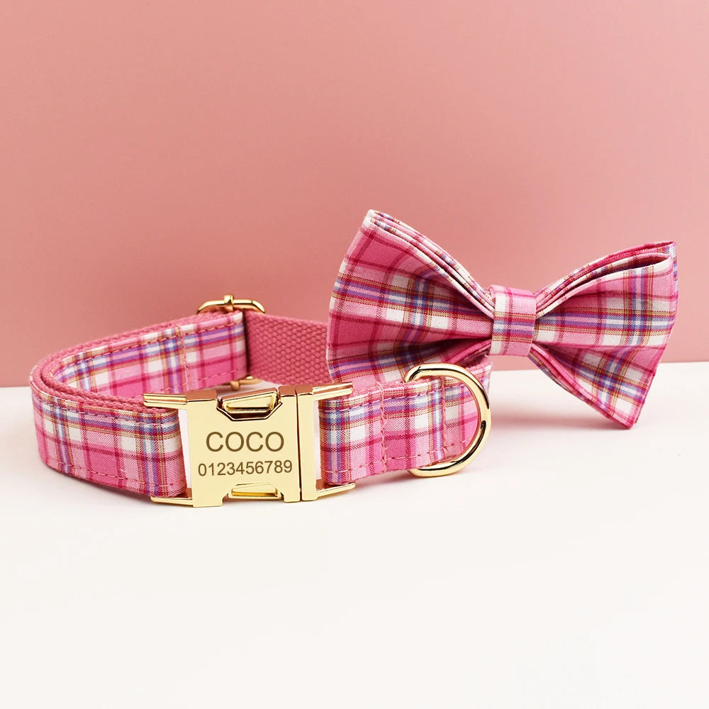 Plaid Dog Collar, Harness & Leash Set – Personalized