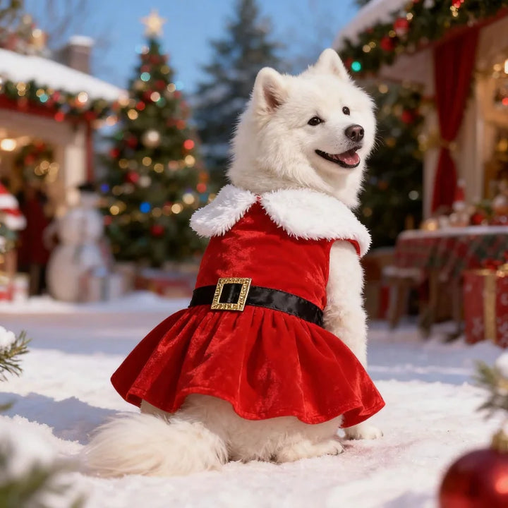 Gold Velvet Christmas Dog Dress