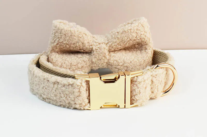 Velvet Dog Collar & Leash Set – Personalized Nameplate