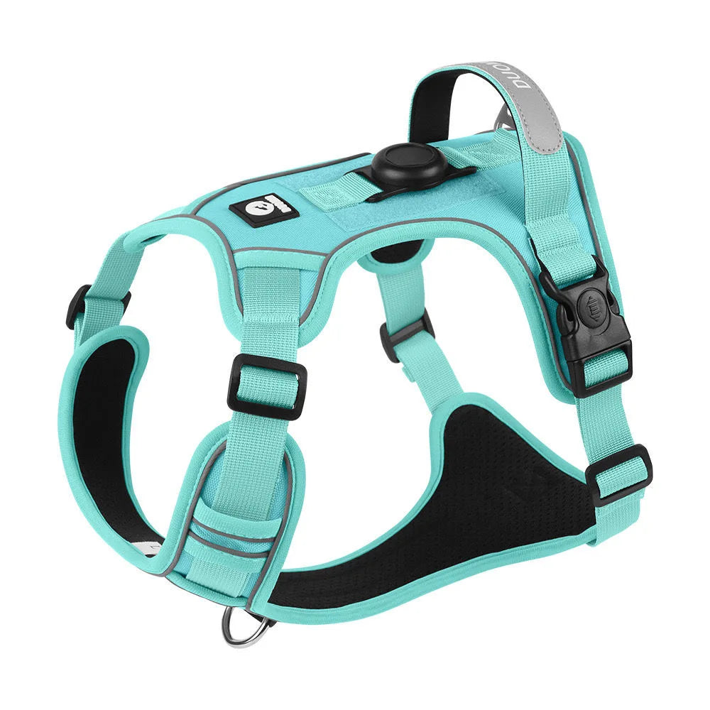 Reflective Dog Harness & Leash Set with Tracker Holder