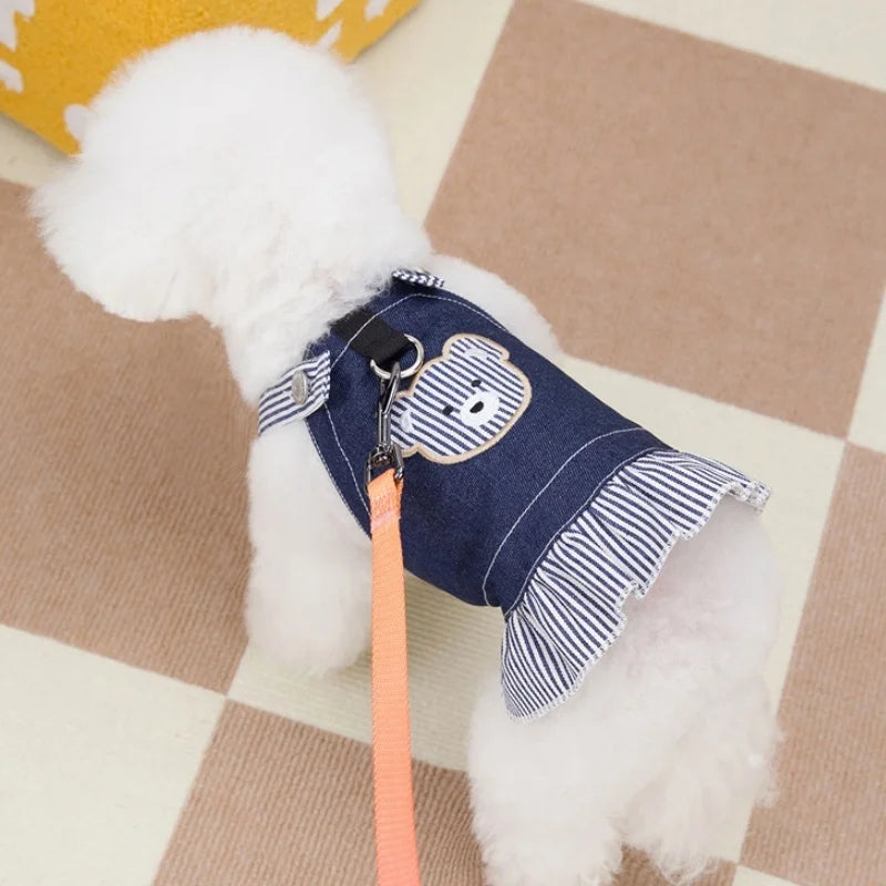 Retro Striped Denim Skirt for Dogs