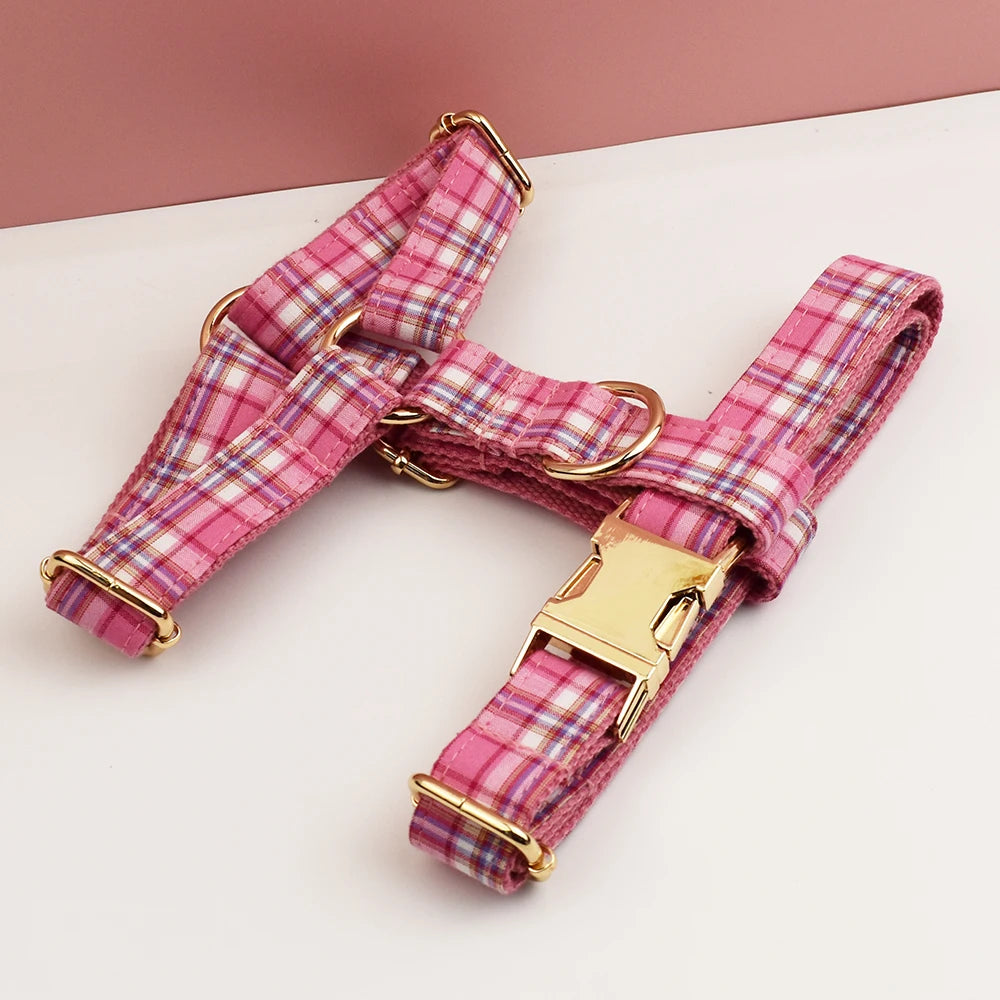 Plaid Dog Collar, Harness & Leash Set – Personalized