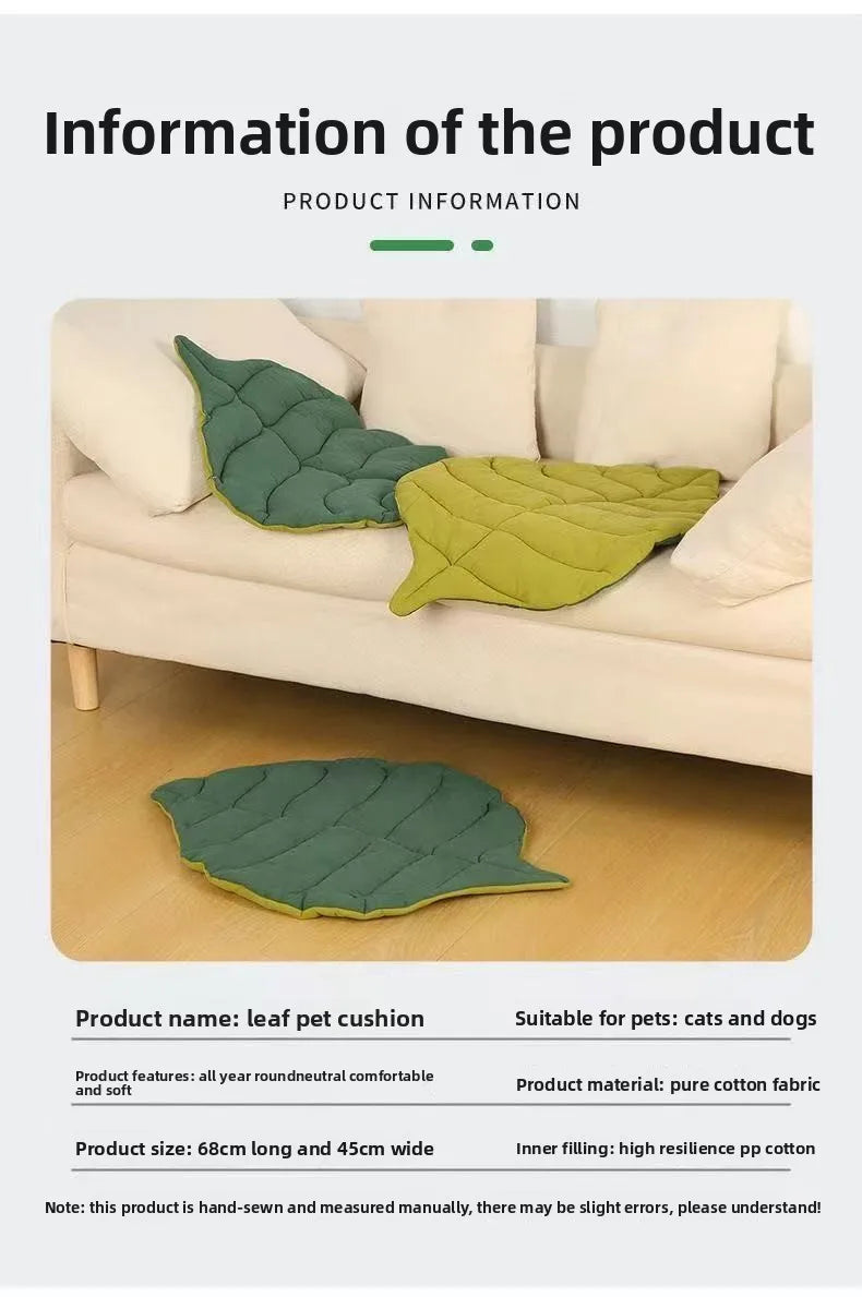 Reversible Leaf Pet Cushion – Non-Slip Travel Bed Mat