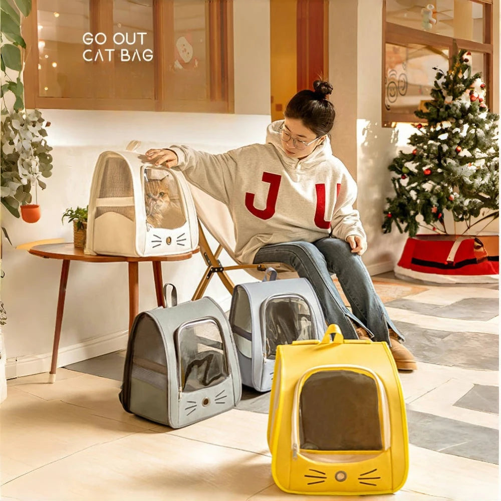 Foldable Cat Carrier Backpack – Transparent Window
