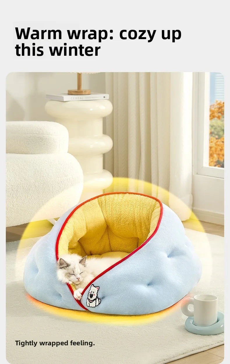 Semi-Enclosed Pet Bed – Cozy All-Season Nest for Dogs & Cats