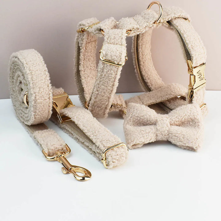 Velvet Dog Collar & Leash Set – Personalized Nameplate