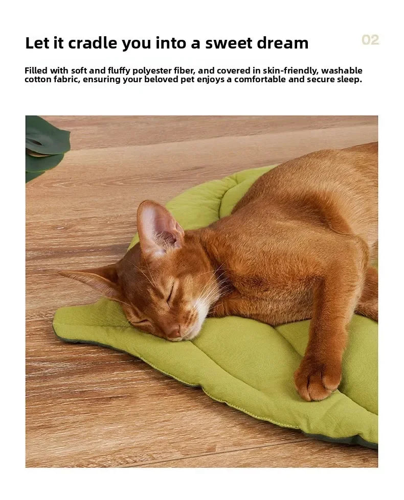 Reversible Leaf Pet Cushion – Non-Slip Travel Bed Mat