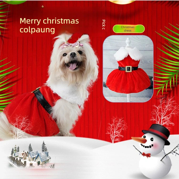 Gold Velvet Christmas Dog Dress