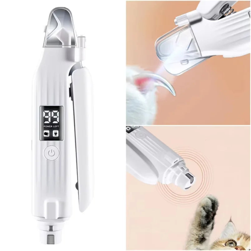 2-in-1 Electric Pet Nail Trimmer & Grinder with LED