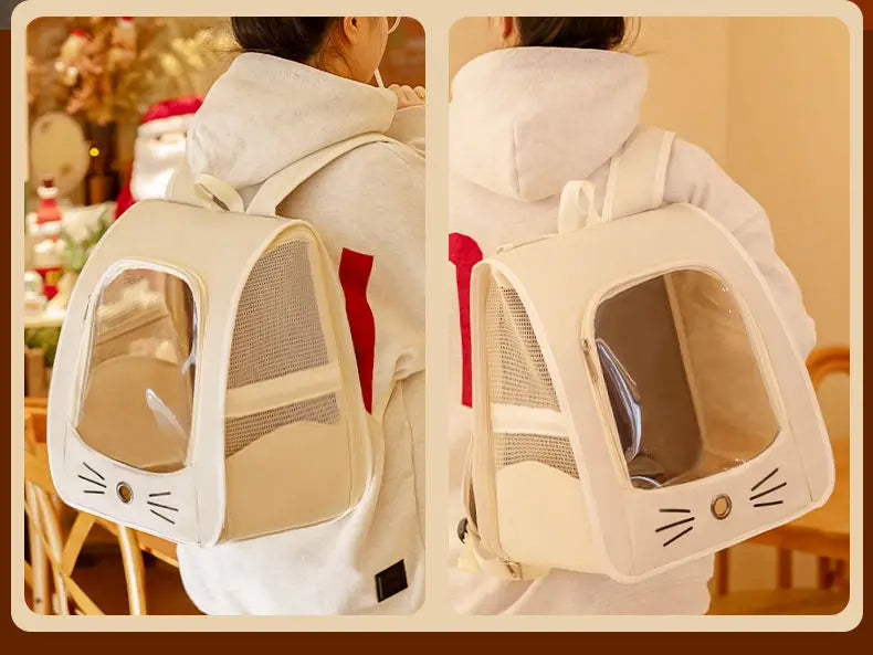 Foldable Cat Carrier Backpack – Transparent Window
