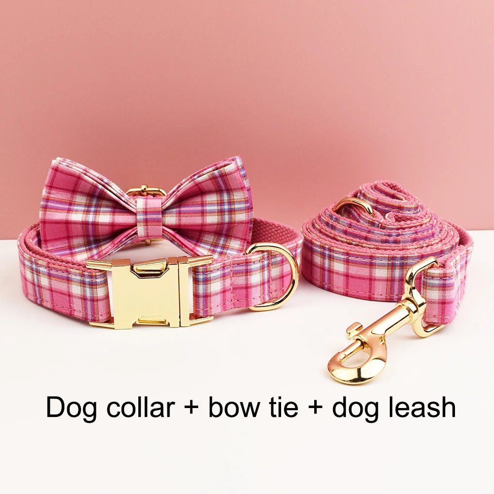 Plaid Dog Collar, Harness & Leash Set – Personalized