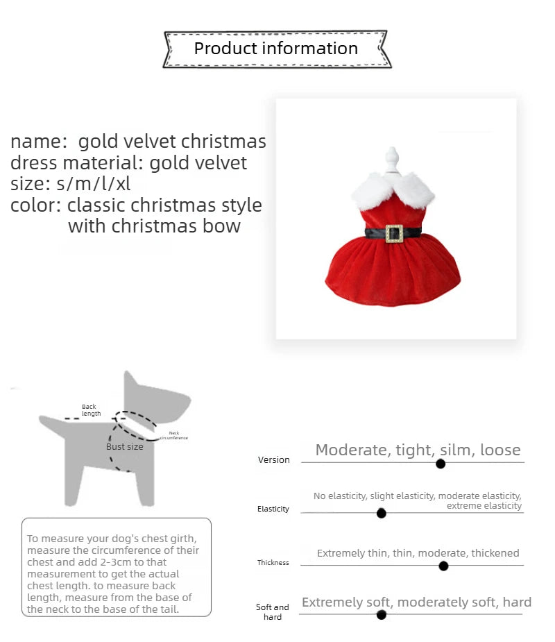 Gold Velvet Christmas Dog Dress