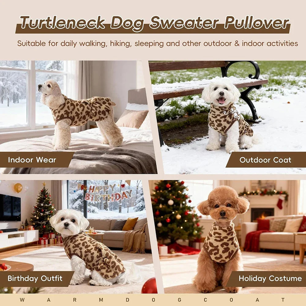 Leopard Fleece Winter Pet Dress