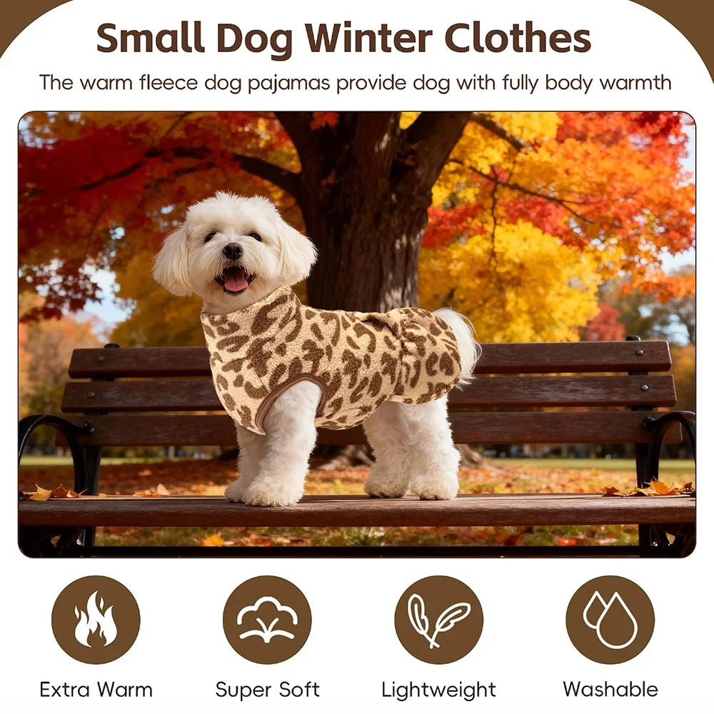 Leopard Fleece Winter Pet Dress