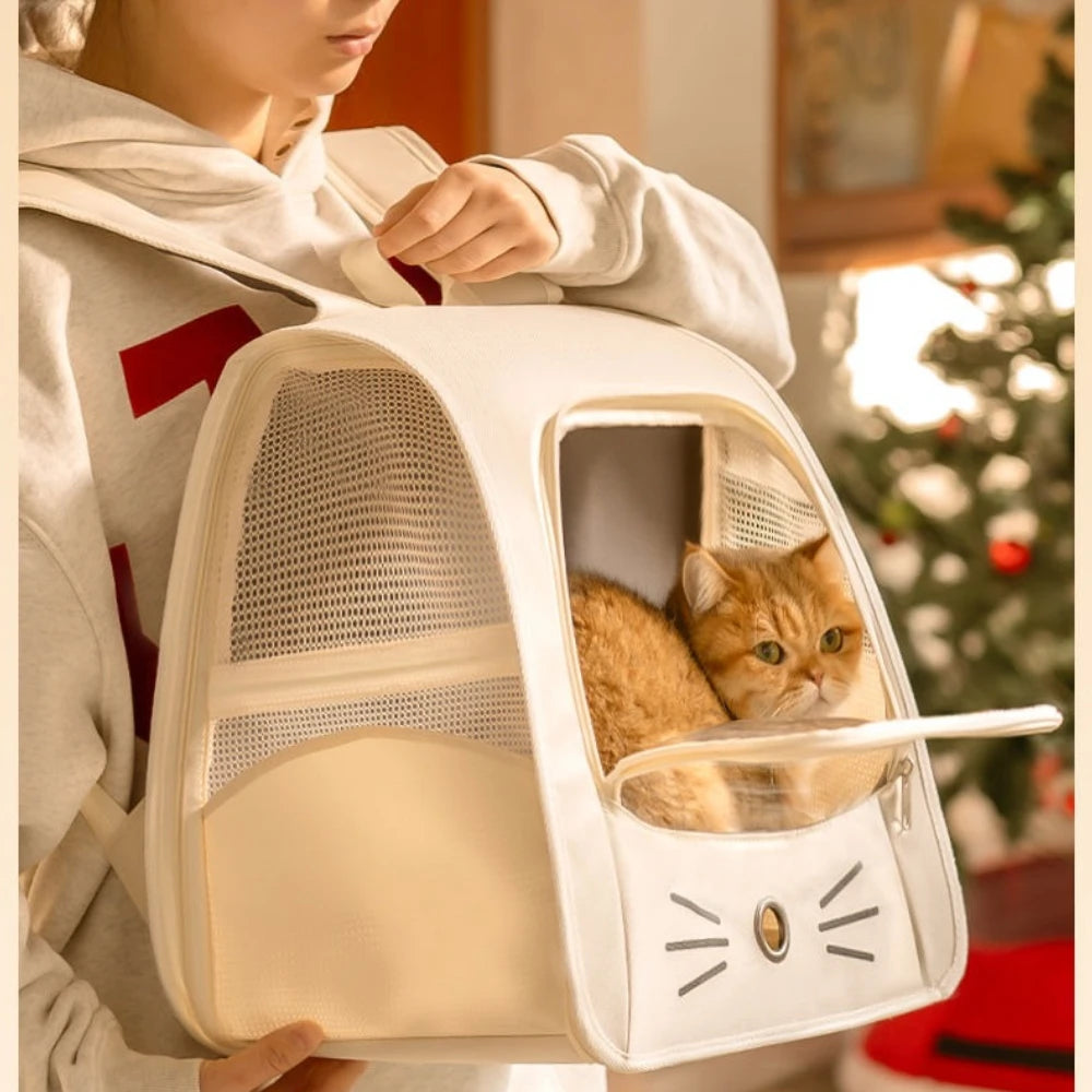 Foldable Cat Carrier Backpack – Transparent Window