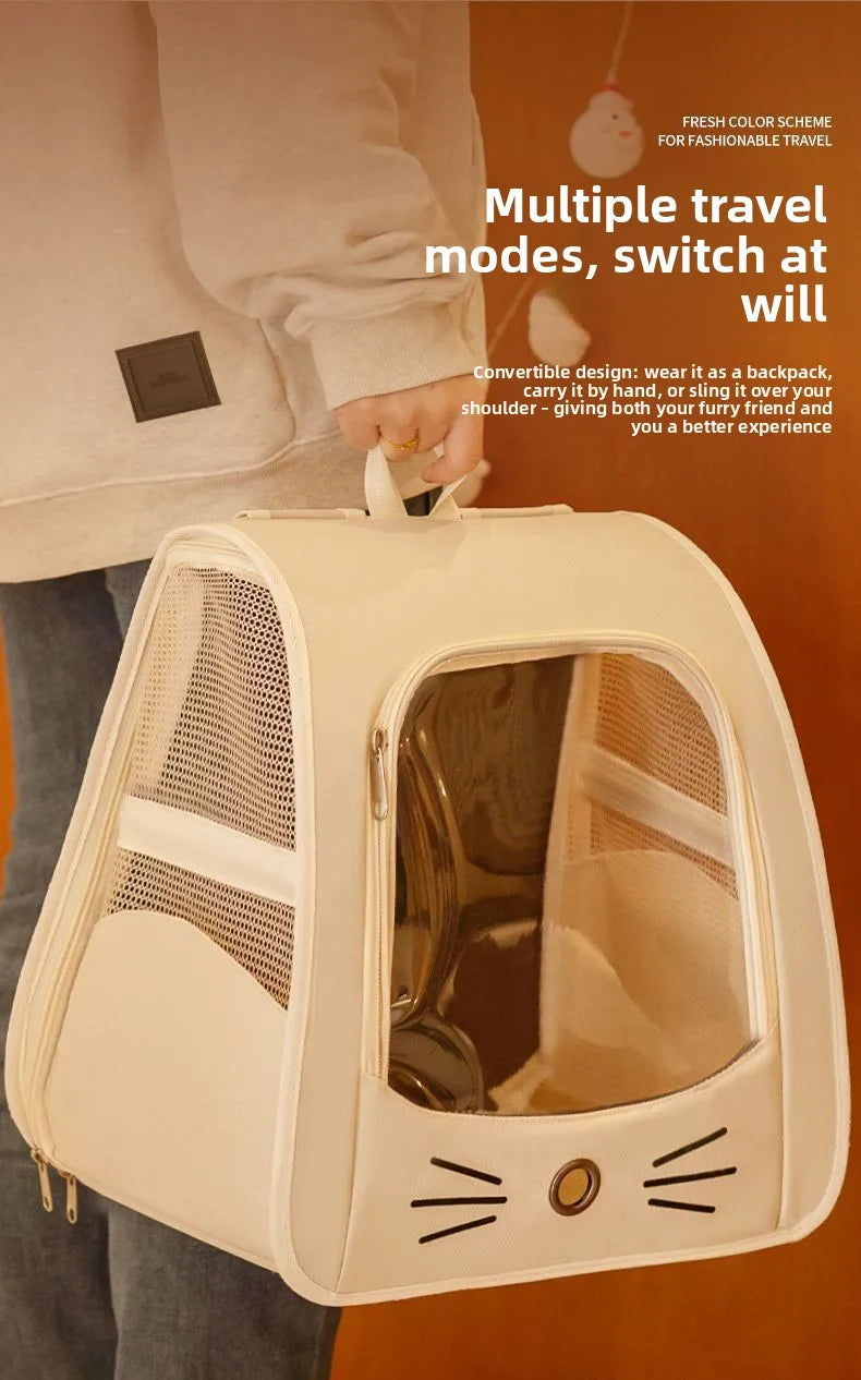 Foldable Cat Carrier Backpack – Transparent Window