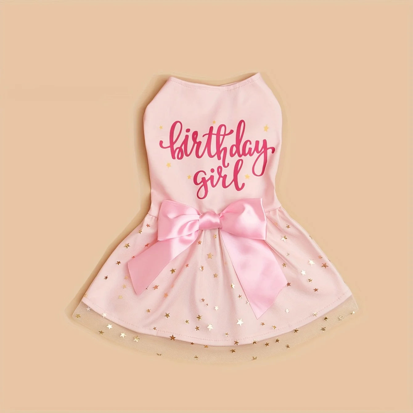 Pink Tulle Bowknot Sequin Dog Dress
