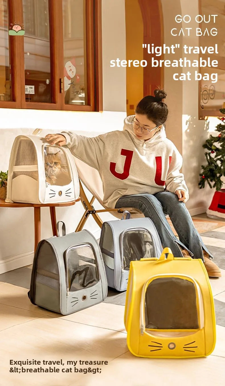 Foldable Cat Carrier Backpack – Transparent Window