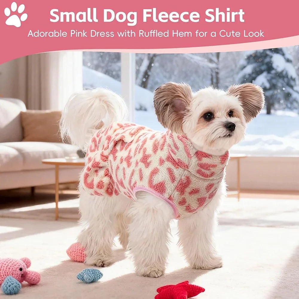 Leopard Fleece Winter Pet Dress