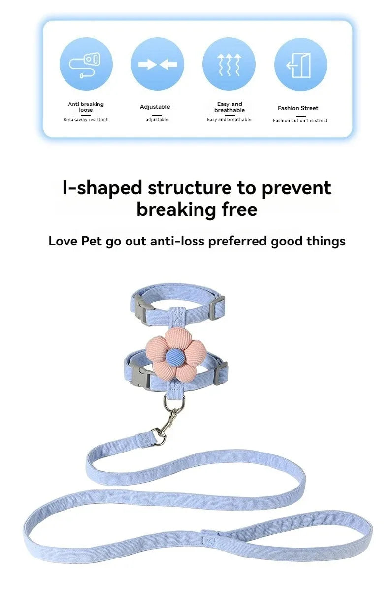 Adjustable Cat & Small Dog Harness and Leash Set