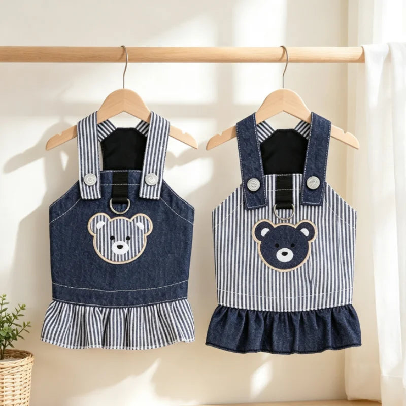 Retro Striped Denim Skirt for Dogs