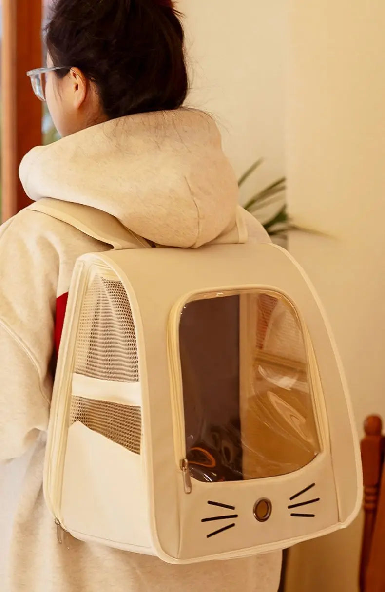 Foldable Cat Carrier Backpack – Transparent Window
