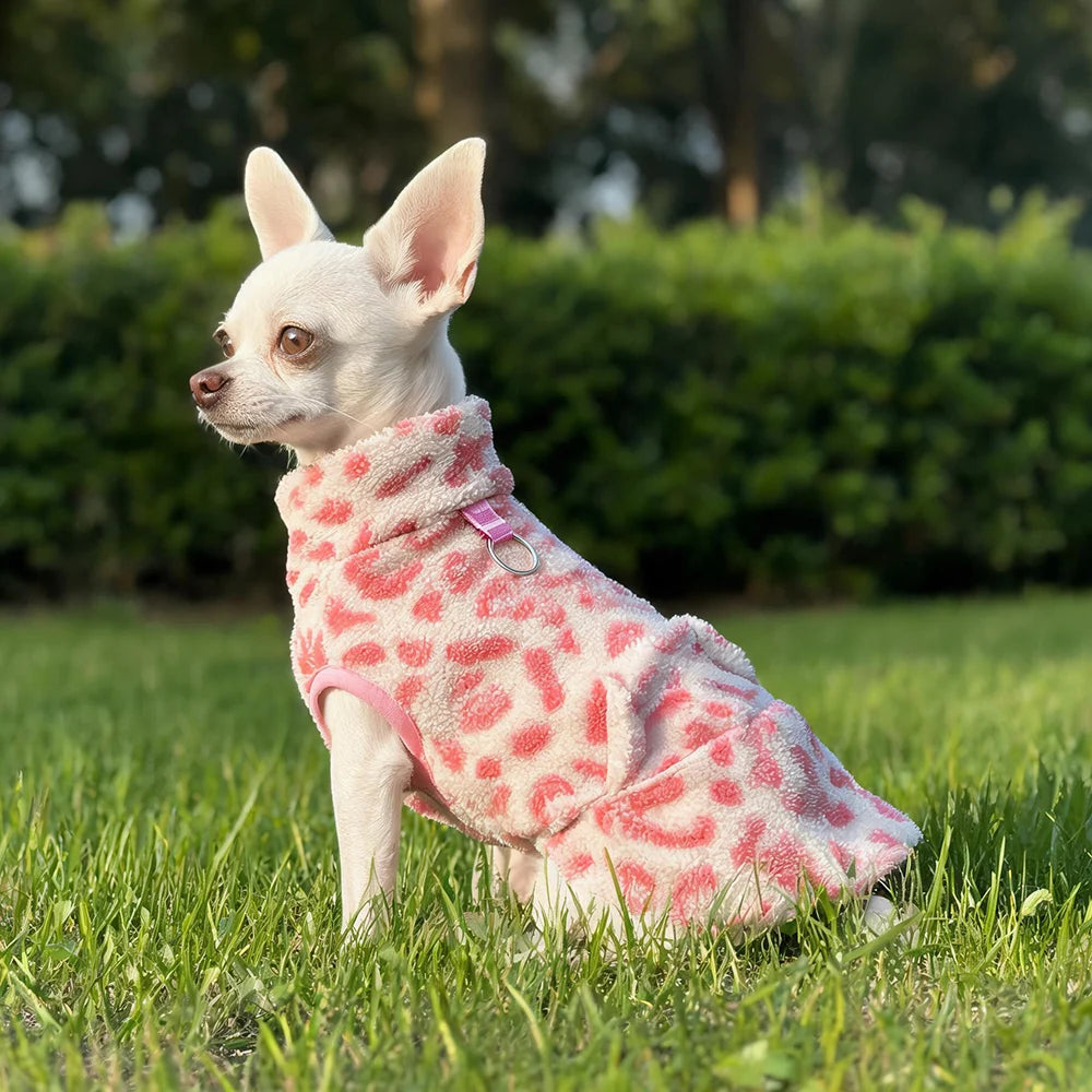 Leopard Fleece Winter Pet Dress