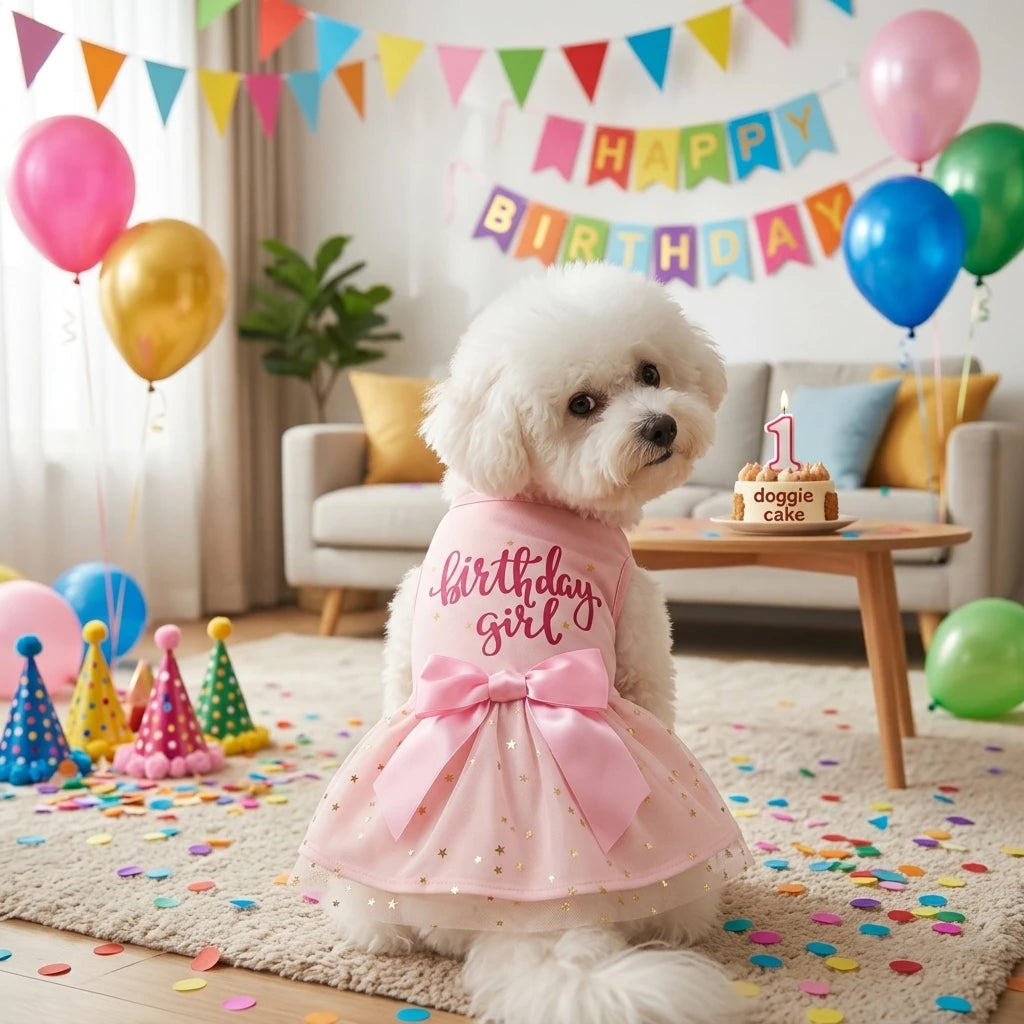 Pink Tulle Bowknot Sequin Dog Dress