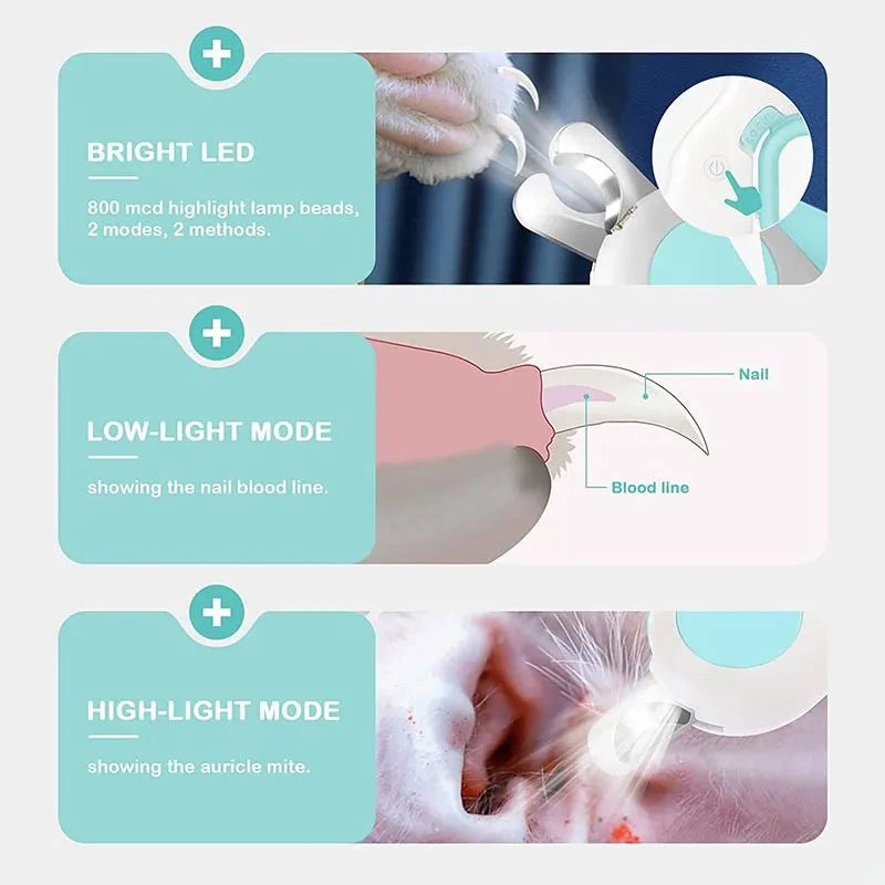 LED Light Pet Nail Clipper – Safety Lock Trimmer