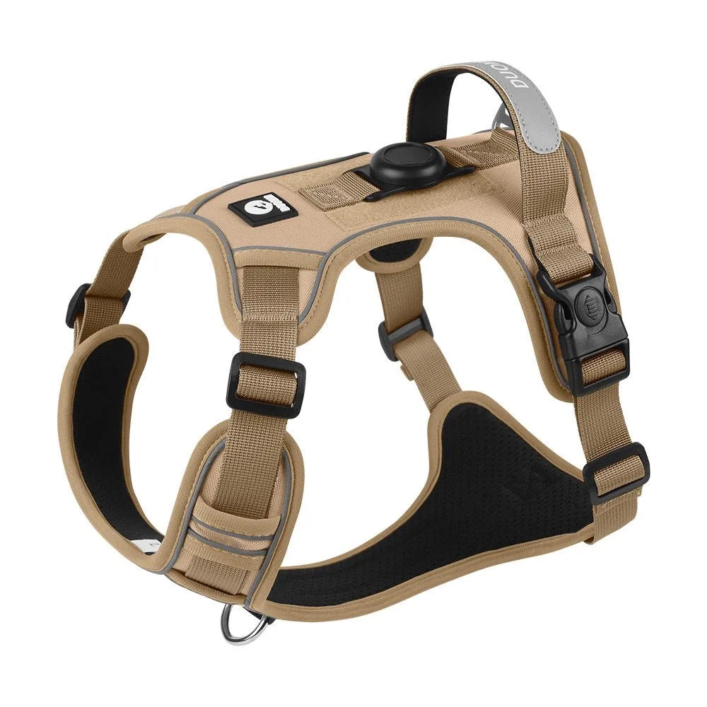 Reflective Dog Harness & Leash Set with Tracker Holder
