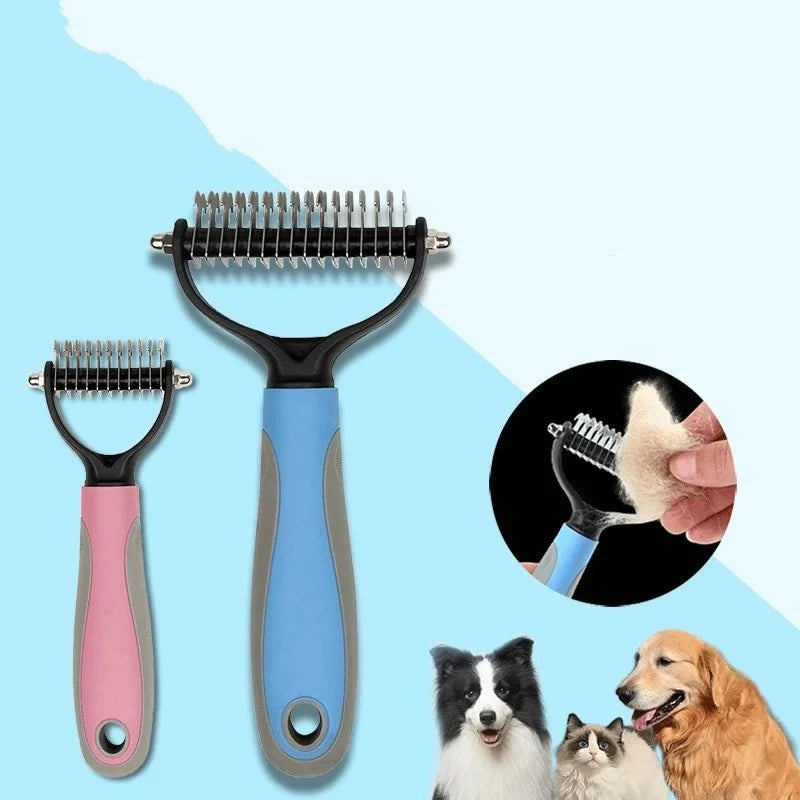 Double-Sided Pet Deshedding Brush – Stainless Steel Grooming Comb