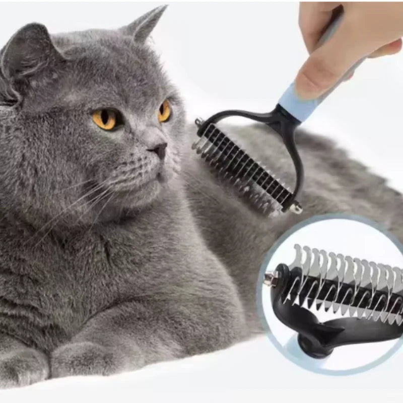 Double-Sided Pet Deshedding Brush – Stainless Steel Grooming Comb