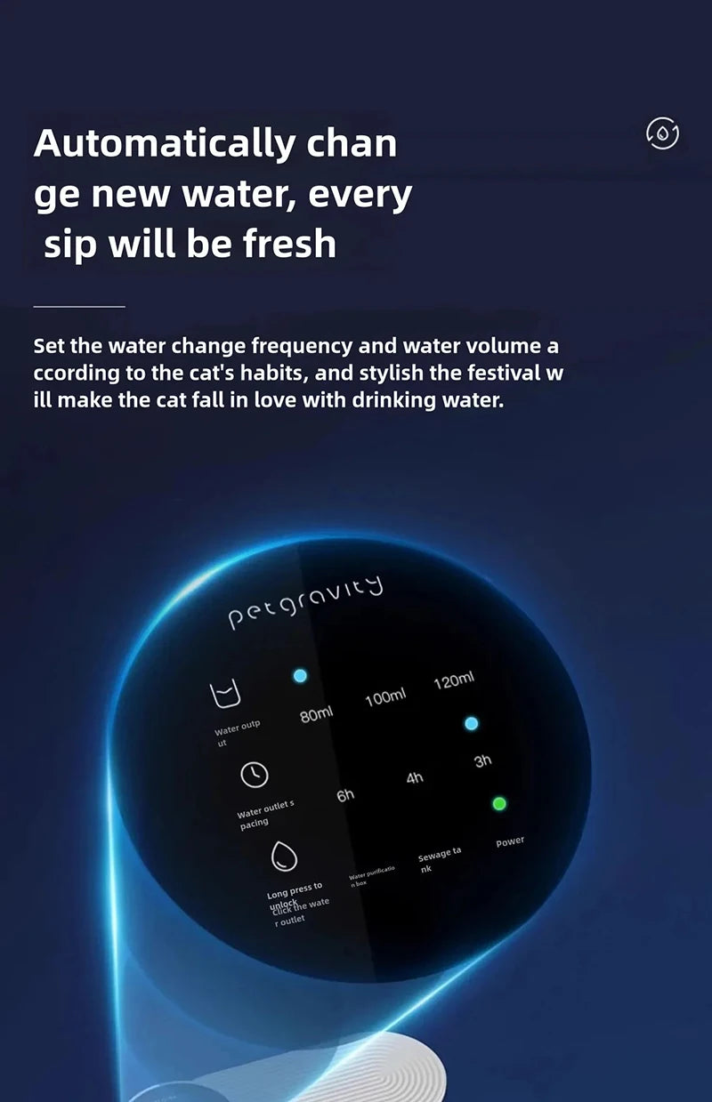 Automatic Cat Water Fountain – No Power Needed