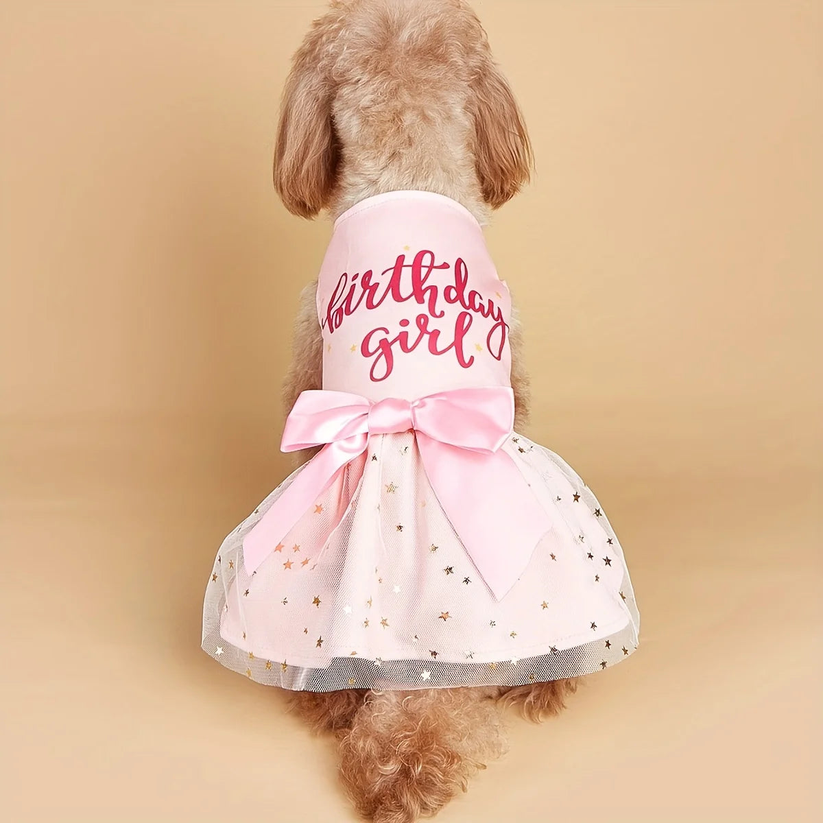 Pink Tulle Bowknot Sequin Dog Dress