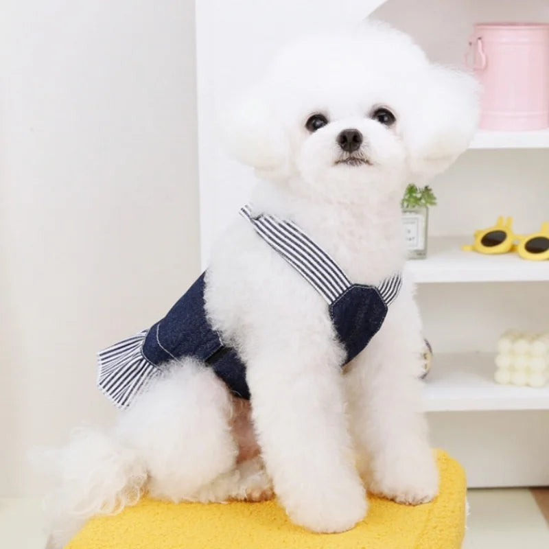 Retro Striped Denim Skirt for Dogs