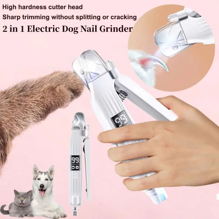 2-in-1 Electric Pet Nail Trimmer & Grinder with LED