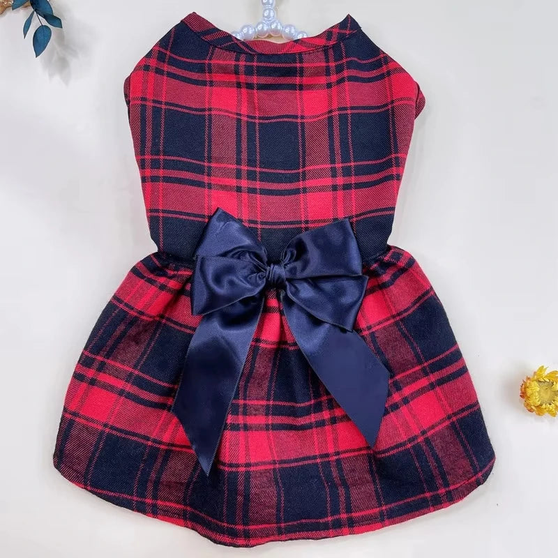 College Style Bow Dress for Pets