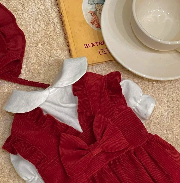 Winter Bow Dress Set for Dogs