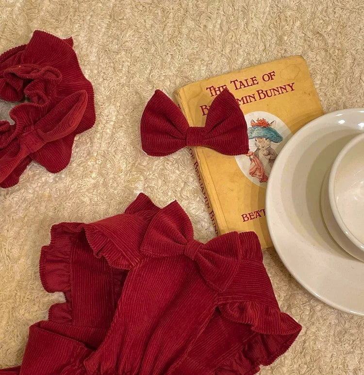 Winter Bow Dress Set for Dogs