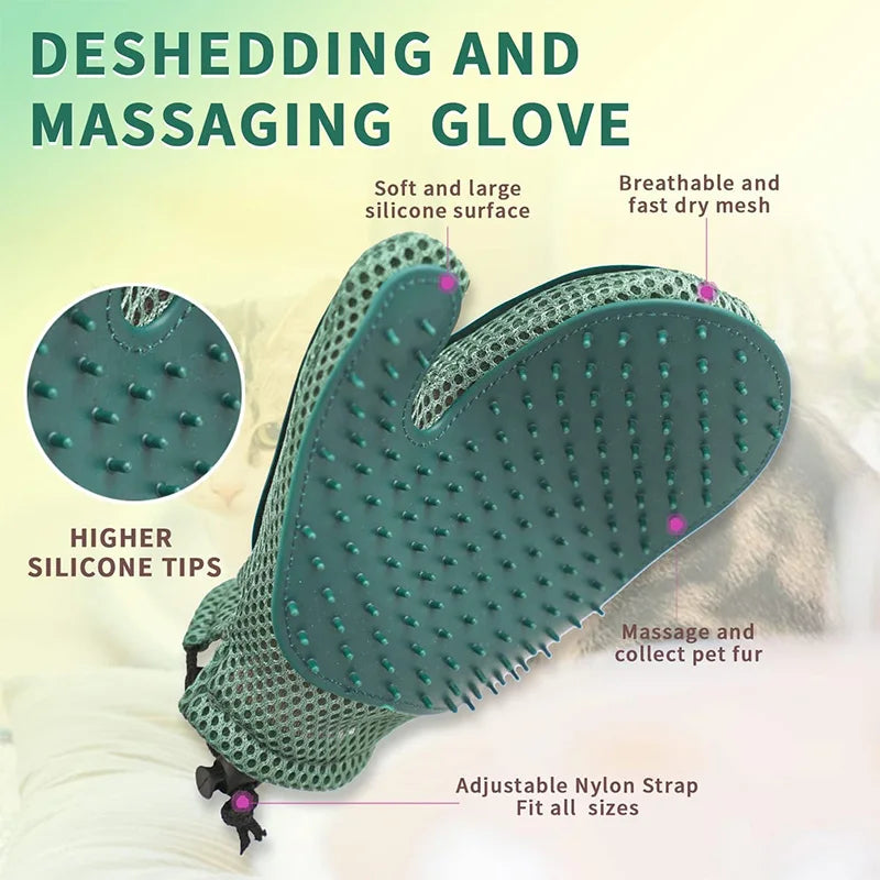 Pet Grooming Glove – Gentle Massage Hair Remover