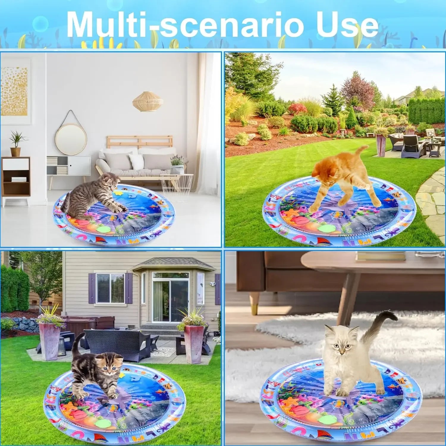 Thickened PVC Pet Water Play Mat – Cooling Sensory Pad