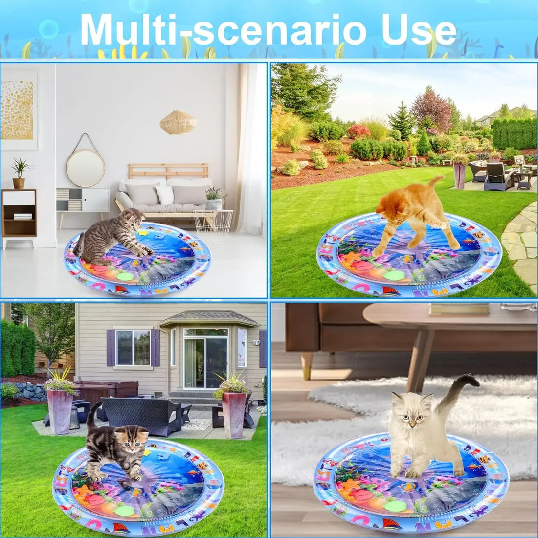 Thickened PVC Pet Water Play Mat – Cooling Sensory Pad